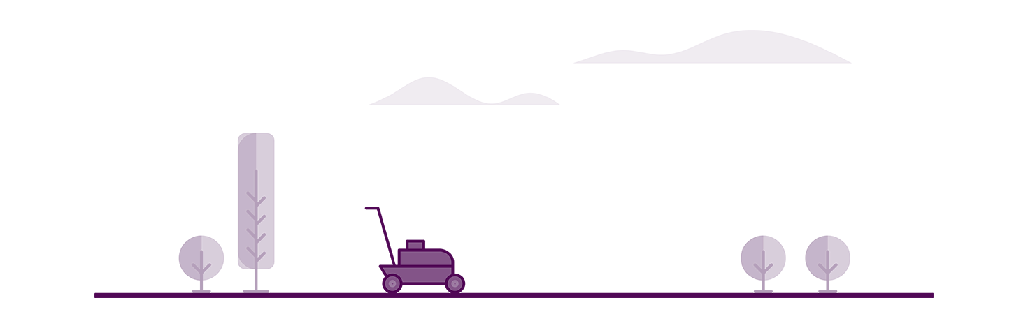 GIF of a lawn mover going across a garden
